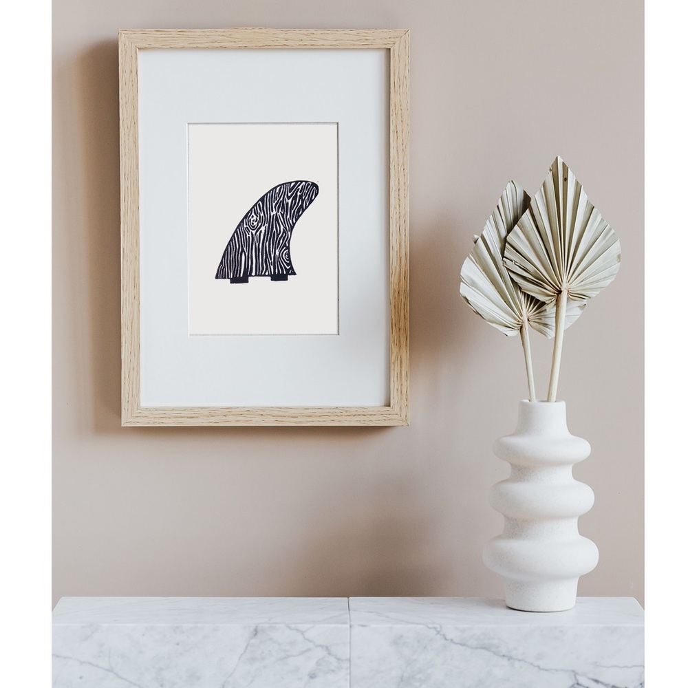 New Surf Fin block print 8x10